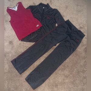 Everlast Black and Red track yoga Pants shirt & jacket set for Athletic Comfort